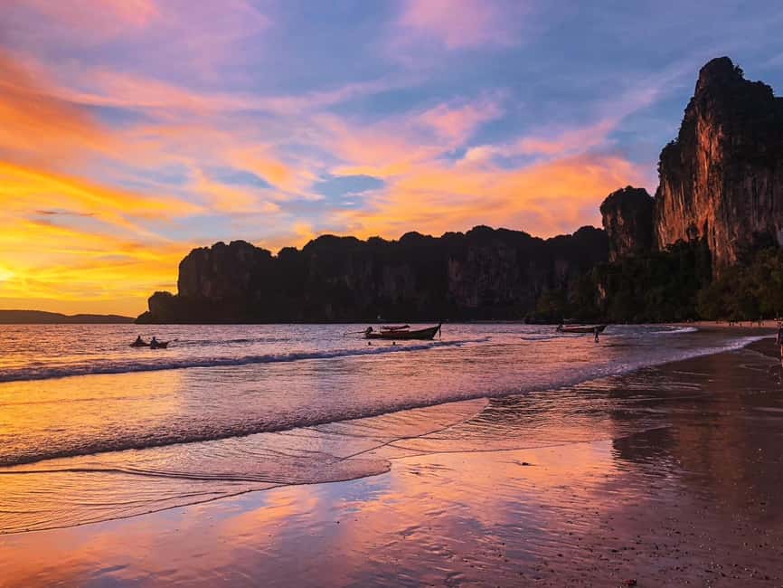 Krabi: Railay Sunset and Bioluminescent Plankton Tour - Railay Beach Break: Swim, Photos, and Limestone Cliff Views